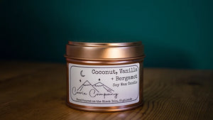 Coconut, Vanilla and Bergamot wee tin soy wax candle by The Coorie Company