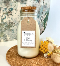 Load image into Gallery viewer, Oats & Honey - Pippin 200ml milk bottle candle with cork lid