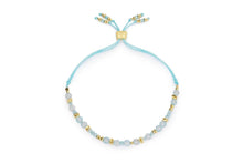 Load image into Gallery viewer, Bliss Gold & Blue Topaz Bead Slider Bracelet