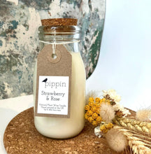 Load image into Gallery viewer, Strawberry Rose - Pippin 200ml milk bottle candle with cork lid