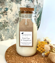 Load image into Gallery viewer, Pink Fizz and Grapefruit - Pippin 200ml milk bottle candle with cork lid