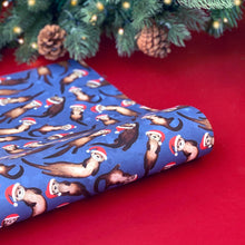 Load image into Gallery viewer, Christmas Otter wrapping paper Sheets: 500mm x 700mm flat sheets