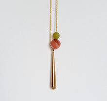 Load image into Gallery viewer, Kira - long teardrop necklace with peach and green aventurine