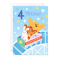 Load image into Gallery viewer, 4th Birthday Rollercoaster Card