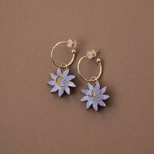 Load image into Gallery viewer, Sleepy Sun Hoops - Lilac Marble