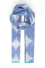 Load image into Gallery viewer, Camille Lightweight Cotton Scarf - Blue, Polka Dot Circles
