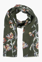 Load image into Gallery viewer, Vaeda Khaki Floral Lightweight Scarf