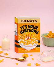 Load image into Gallery viewer, Go Nuts Honey Birthday Card | Retro Cereal Box Bee Pun Art