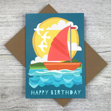 Load image into Gallery viewer, Happy Birthday Birthday Card / Papercut Sailboat