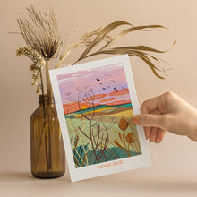 Load image into Gallery viewer, Sunset stroll let's go outside greeting card nature outdoor