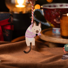 Load image into Gallery viewer, HANGING CAT CHRISTMAS DECORATION - 7 COLOURS AVAILABLE