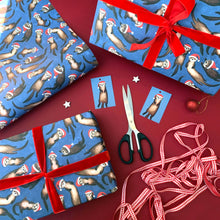 Load image into Gallery viewer, Christmas Otter wrapping paper Sheets: 500mm x 700mm flat sheets