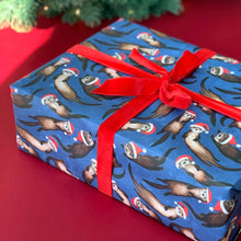 Load image into Gallery viewer, Christmas Otter wrapping paper Sheets: 500mm x 700mm flat sheets