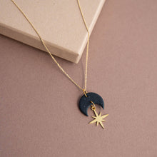 Load image into Gallery viewer, Celestial Star Gold Necklace: Midnight Black