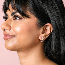 Load image into Gallery viewer, Enamel Floral Huggie Earrings in Gold