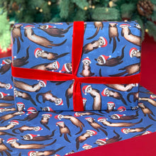 Load image into Gallery viewer, Christmas Otter wrapping paper Sheets: 500mm x 700mm flat sheets