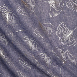 Denim Ginkgo Leaf Print scarf