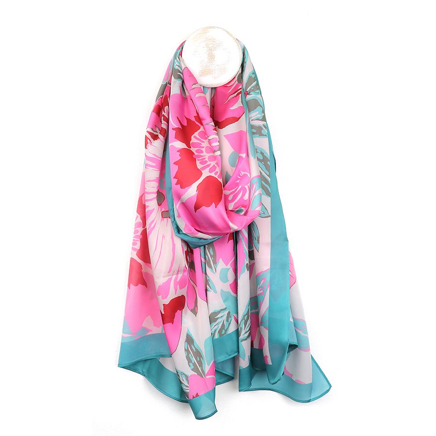 Turquoise & Pink Summer Silk Feel scarf