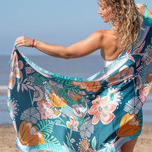 Load image into Gallery viewer, Marine &amp; Mustard Paradise Silk Feel scarf
