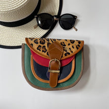 Load image into Gallery viewer, Olivia Green Gold Leopard Upcycled Leather Handbag