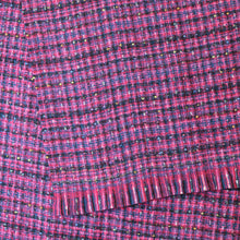 Load image into Gallery viewer, Chelsea Vibrant Pink Mix Check Weave Scarf With Metallic Thread