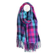 Load image into Gallery viewer, Esme Electric Blue And Pink Classic Tartan Check Scarf