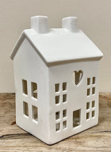 Load image into Gallery viewer, Dainty White House T-light Holder, 15cm