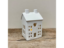 Load image into Gallery viewer, Dainty White House T-light Holder, 15cm