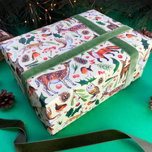Load image into Gallery viewer, Christmas Woodland animals wrapping paper: 500mm x 700mm flat sheets