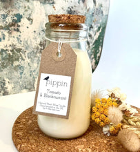 Load image into Gallery viewer, Tomato and Blackcurrant - Pippin 200ml milk bottle candle with cork lid