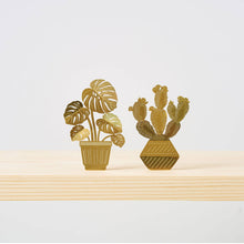 Load image into Gallery viewer, Tiny Plant Monstera, brass metal home decor, letterbox gift