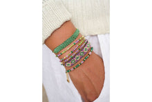 Load image into Gallery viewer, Meli Gold, Green & Purple Stretch Bead Bracelet