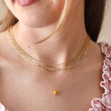 Load image into Gallery viewer, Enamel Lemon Pendant Necklace in Gold