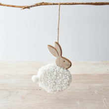 Load image into Gallery viewer, Hanging Wooden & Sherpa Bunny Decoration