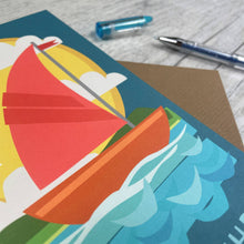 Load image into Gallery viewer, Happy Birthday Birthday Card / Papercut Sailboat