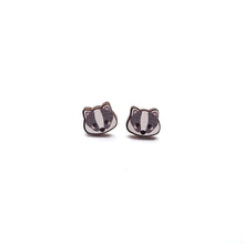 Load image into Gallery viewer, Badger Studs - wooden earrings
