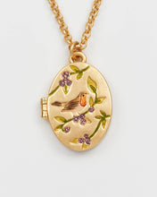 Load image into Gallery viewer, Robin & Blackberry Gold Oval Locket Chain Necklace