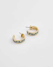 Load image into Gallery viewer, Blue Forget-Me-Not Hoop Earrings