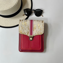 Load image into Gallery viewer, Billie Red Metallic Gold Upcycled Leather Handbag