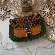 Load image into Gallery viewer, Josephine Green Leopard Upcycled Leather Handbag