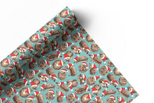 Load image into Gallery viewer, Christmas Hedgehogs wrapping paper Sheets: 500mm x 700mm flat sheets