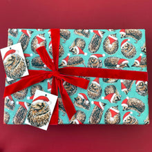 Load image into Gallery viewer, Christmas Hedgehogs wrapping paper Sheets: 500mm x 700mm flat sheets