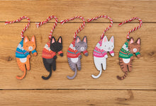 Load image into Gallery viewer, HANGING CAT CHRISTMAS DECORATION - 7 COLOURS AVAILABLE
