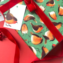 Load image into Gallery viewer, Christmas robins wrapping paper Sheets: 500mm x 700mm flat sheets
