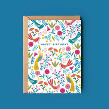 Load image into Gallery viewer, Happy Birthday Birds Card | Colourful Bird & Floral Pattern