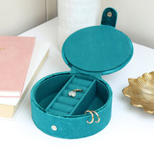 Load image into Gallery viewer, Teal Velvet Floral Bee Jewellery Box