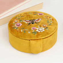 Load image into Gallery viewer, Mustard Velvet Floral Bee Jewellery Box