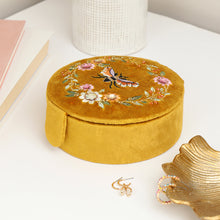 Load image into Gallery viewer, Mustard Velvet Floral Bee Jewellery Box