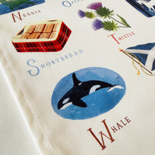 Load image into Gallery viewer, A-Z Scotland Tea Towel