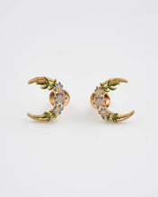 Load image into Gallery viewer, Nightshade Moon Gold Stud Earrings